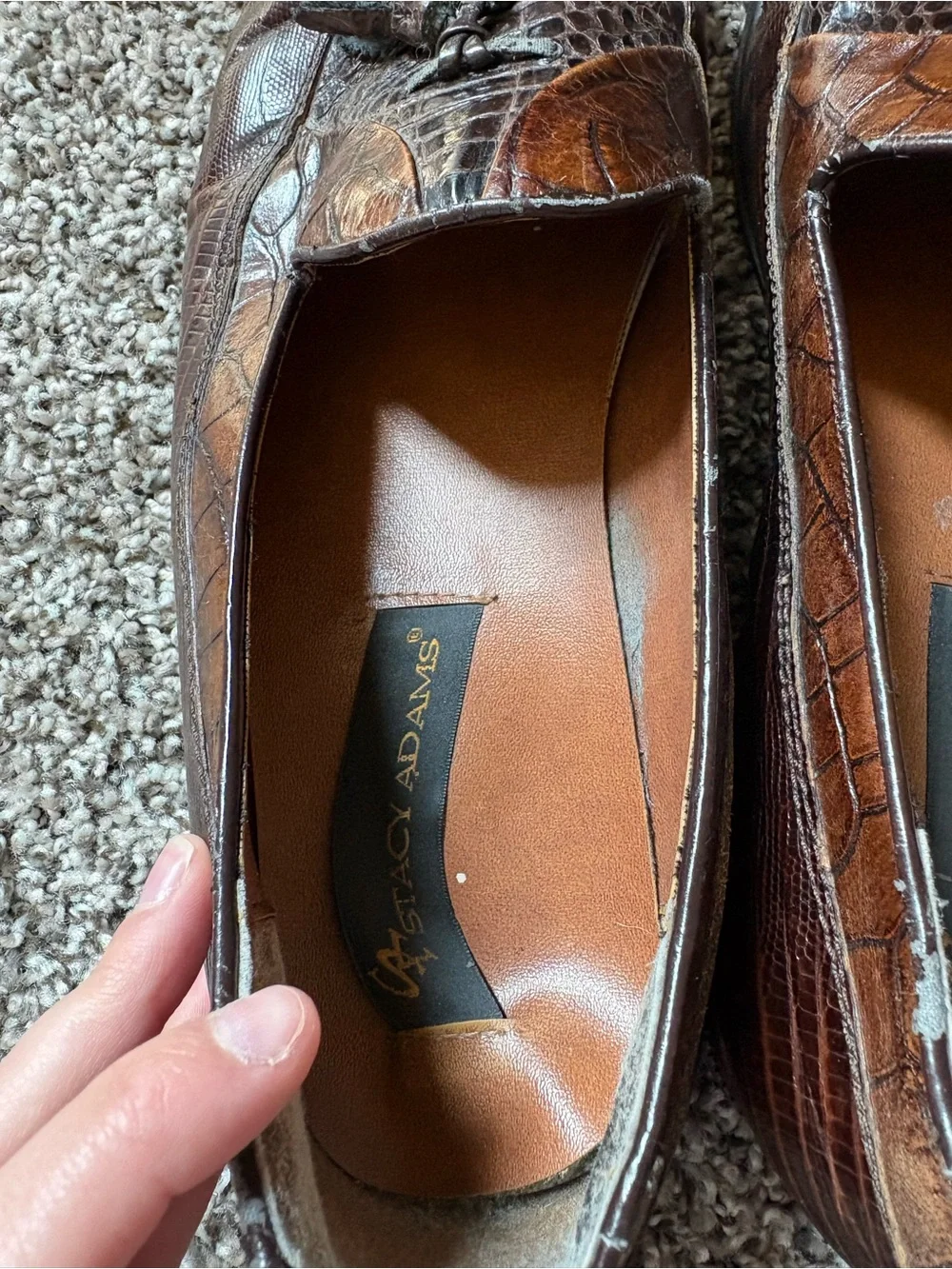Stacey Adams Snake Skin Men's Brown Leather Tassel Loafers